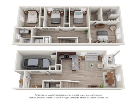 Floor plan for 4 beds, 2.5 baths, 1810 sqft